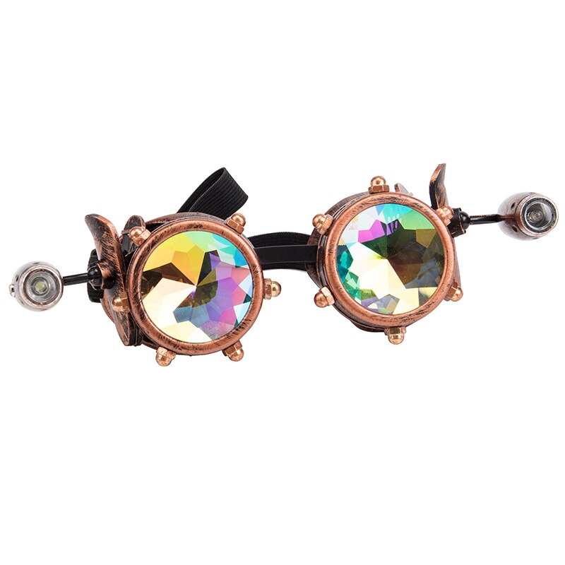 FLORATA, gafas Vintage de avión, gafas Retro de soldadura Steampunk con dos lámparas de de motor pequeño, accesorios de cosplay para Halloween: MG033BR