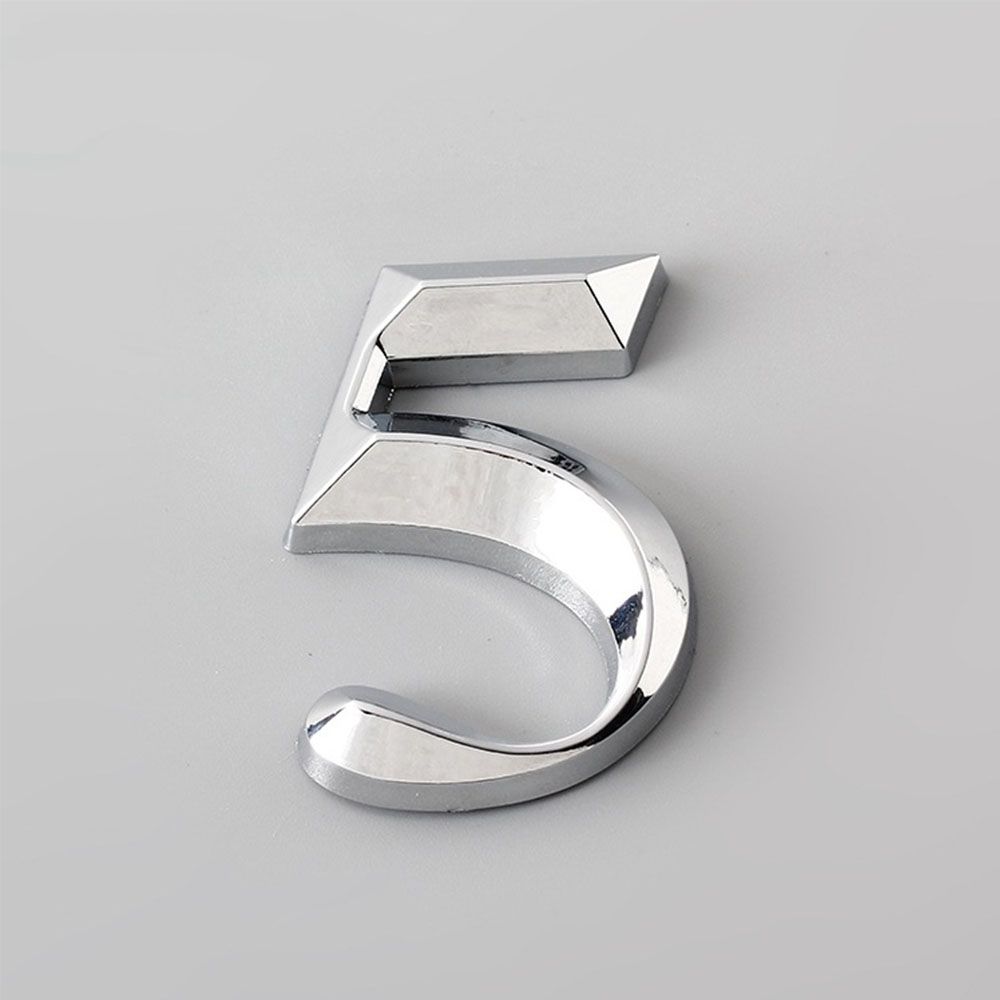 House Number Stickers 3D Self Adhesive Door Plate Sign Digits Apartment Hotel Office Door Address ABS Plastic Label 5cm Silver