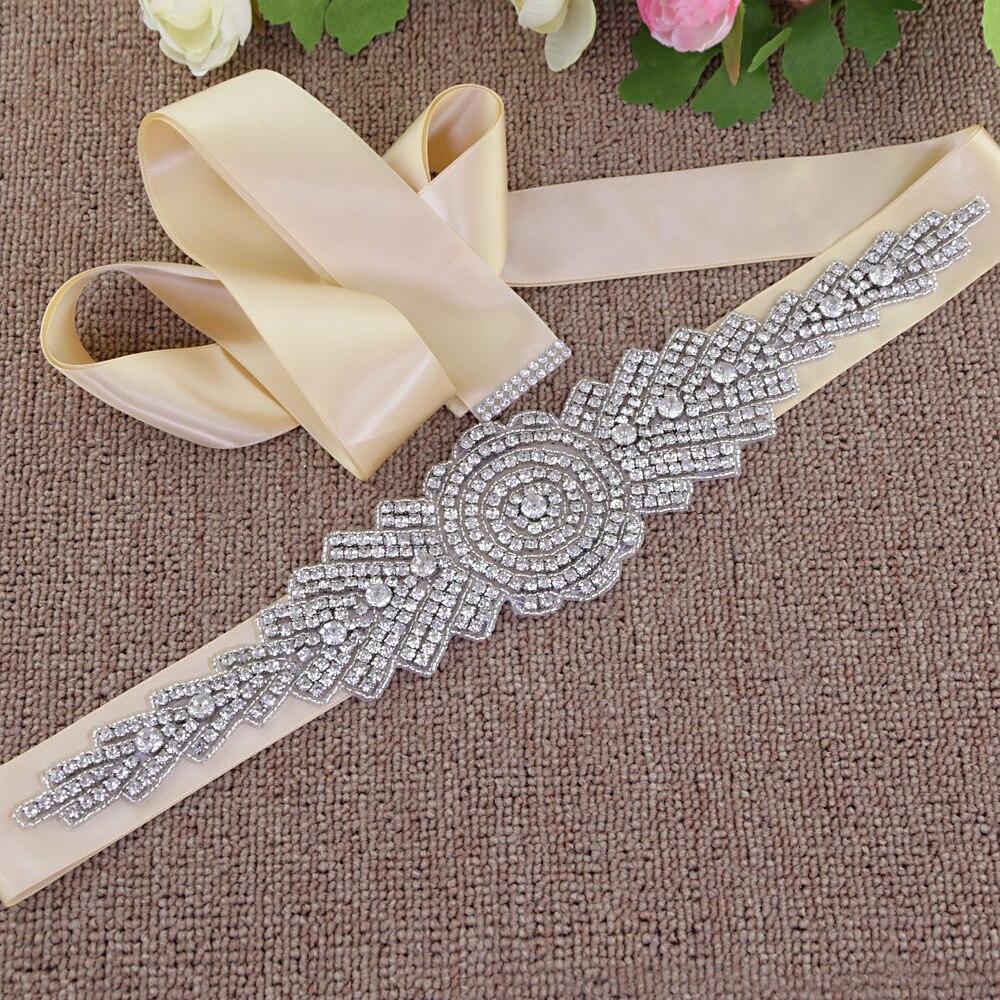 ZMS23 Wedding Dress Ivory Bride's Accessories Belt Bridemaid Brides Dresses Glitter Bridal Diamond Sash Women's Belts