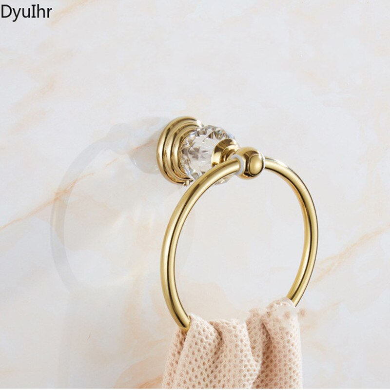 Europese Stijl Golden Crystal Handdoek Ring, Ring Handdoekenrek, Handdoek Opknoping Ring, Antieke Badkamer Handdoek Rek, badhanddoek Opknoping