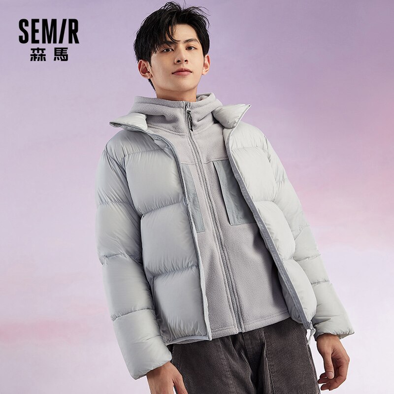 SEMIR Lightweight Down Jacket Men Short Winter Jacket Man Loose Brand Couple Thick Down Coat Clothes