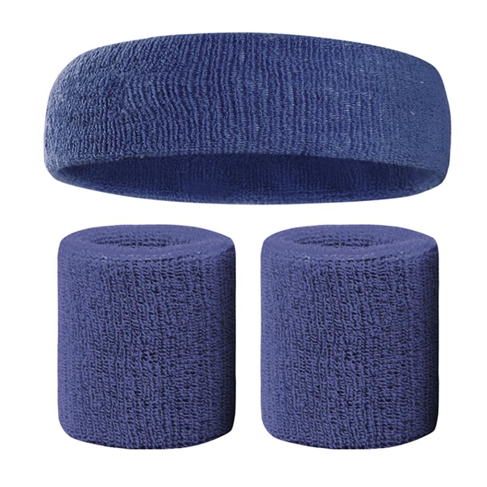 Fitness Elastic Headband Breathable Sweat Absorbent Hair Band Head Wrap Sweatband Cotton Set: LH