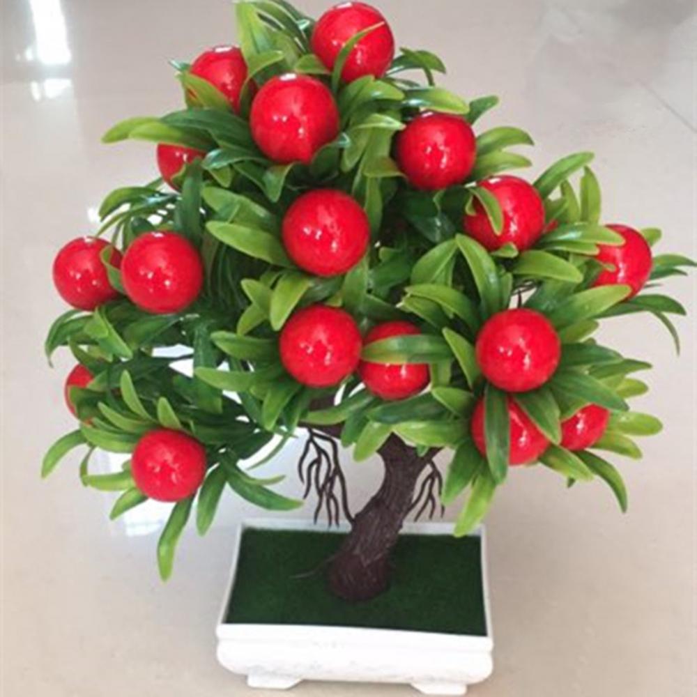 Garden Living Room Plant Artificial Mini Fruit Tree Pot Bonsai Desk Office Decor