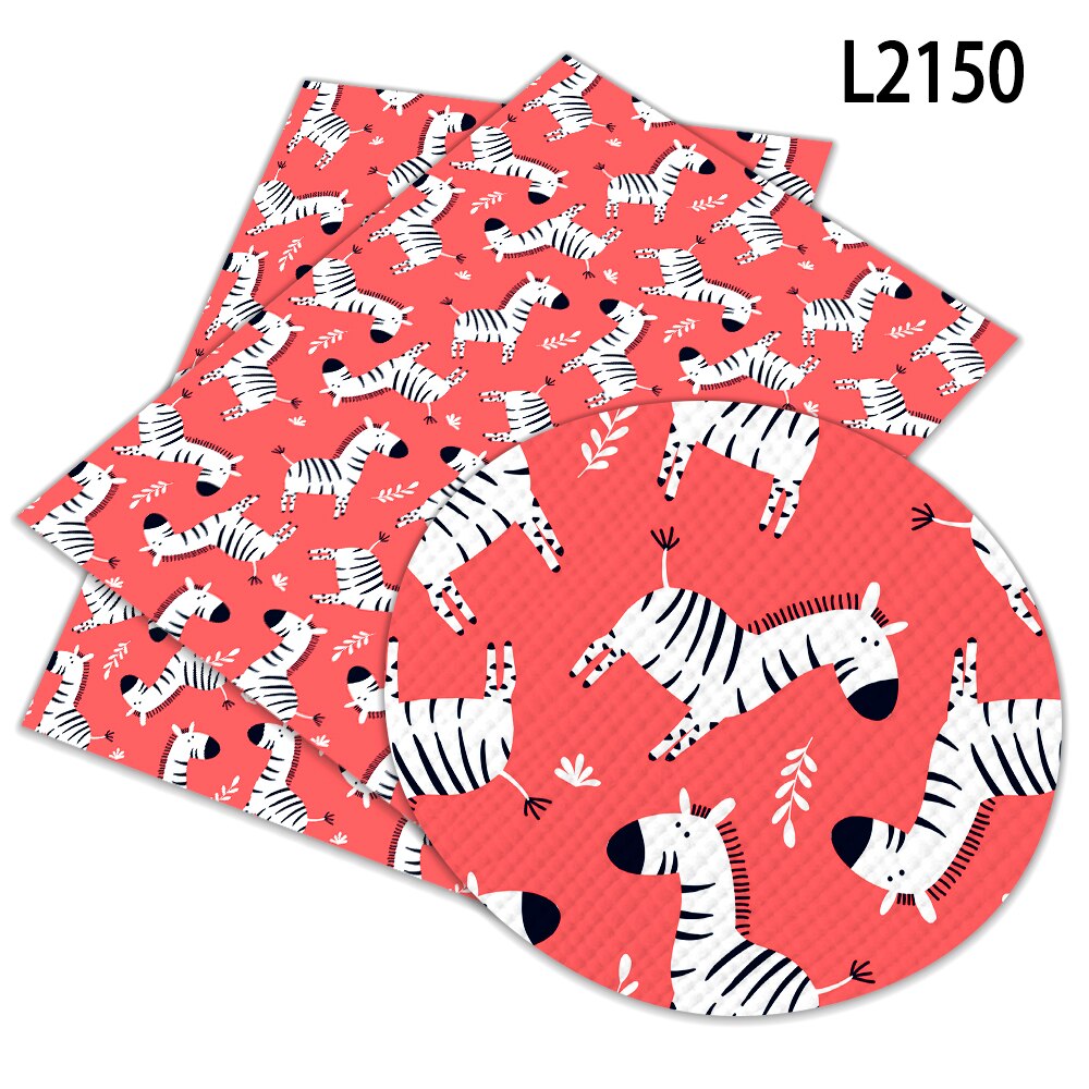Zebra Pattern Printed Faux Leather A4 22x30cm for Cloth DIY Decoration Crafts L214 L215: L2150