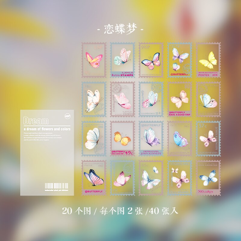 40pcs PET transparent Flowers Stamp Sticker aesthetic Decorative Stickers for Scrapbooking Calendars Arts Diy Crafts: 8