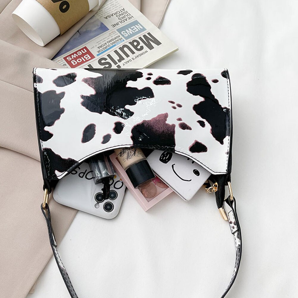 Women Cow Print Small Shoulder Bags Soft Pu Leather Underarm Bag Female Travel Handbag And Purses bolsa feminina