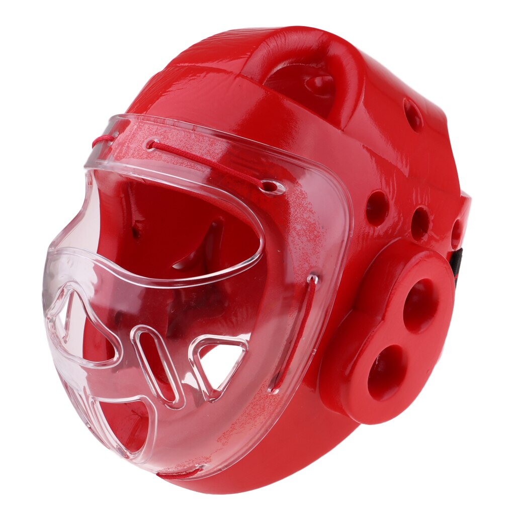 Taekwondo Helmet Boxing Karate Head Guard Gear Face Protector Mask: Red L