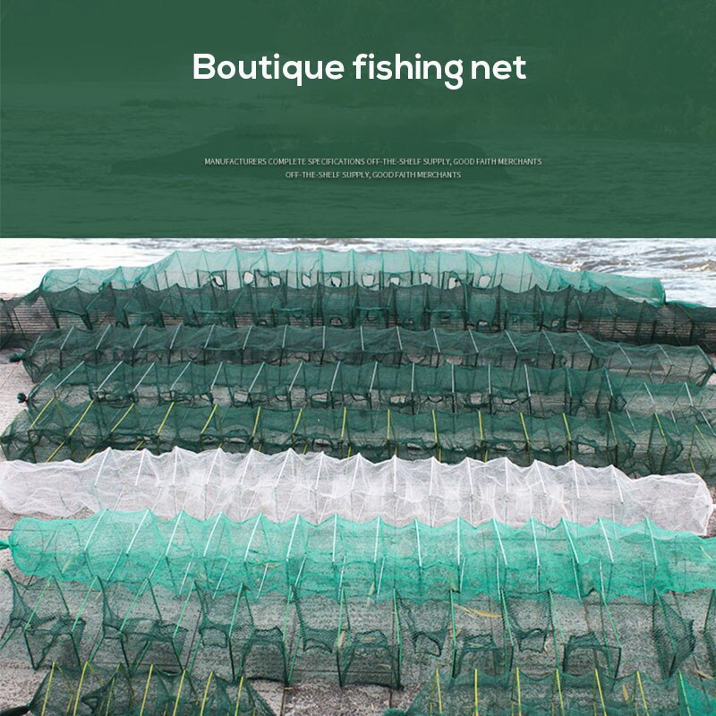 3.7m Length Shrimp Cage Fishing Net Catcher Trap Portable Foldable For Crab Crayfish Lobster Fishing Network
