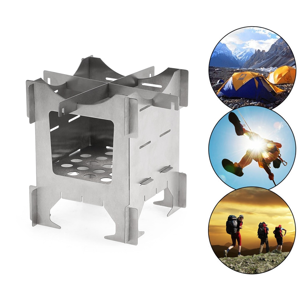 outdoor protable Lightweight Titanium Folding Wood Stove Outdoor Camping Stove Picnic Cooking Backpacking Furnace
