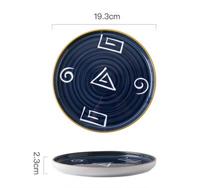 Assiette alimentaire en céramique, peinture à la main, sous glaçure japonaise, bols pour le petit déjeuner ensemble d'assiettes plateau en porcelaine vaisselle ménagère: WHITE