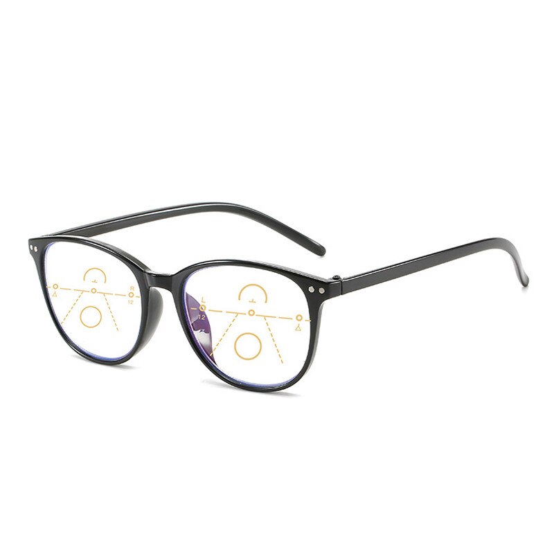 Oversize Progressive Multifocal Reading Glasses Men Women Anti-blue Light Presbyopic Glasses +1.0 to +4.0: +350 / black