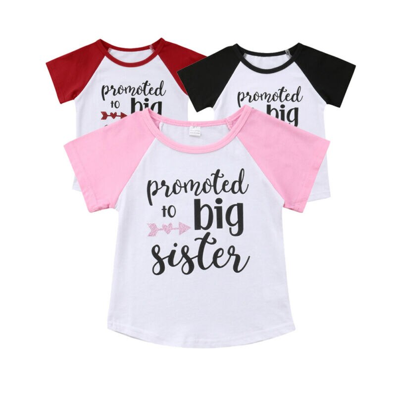 Enfants filles T-shirt-promu à grande soeur-été coton à manches courtes hauts T-shirt enfants vêtements de sport