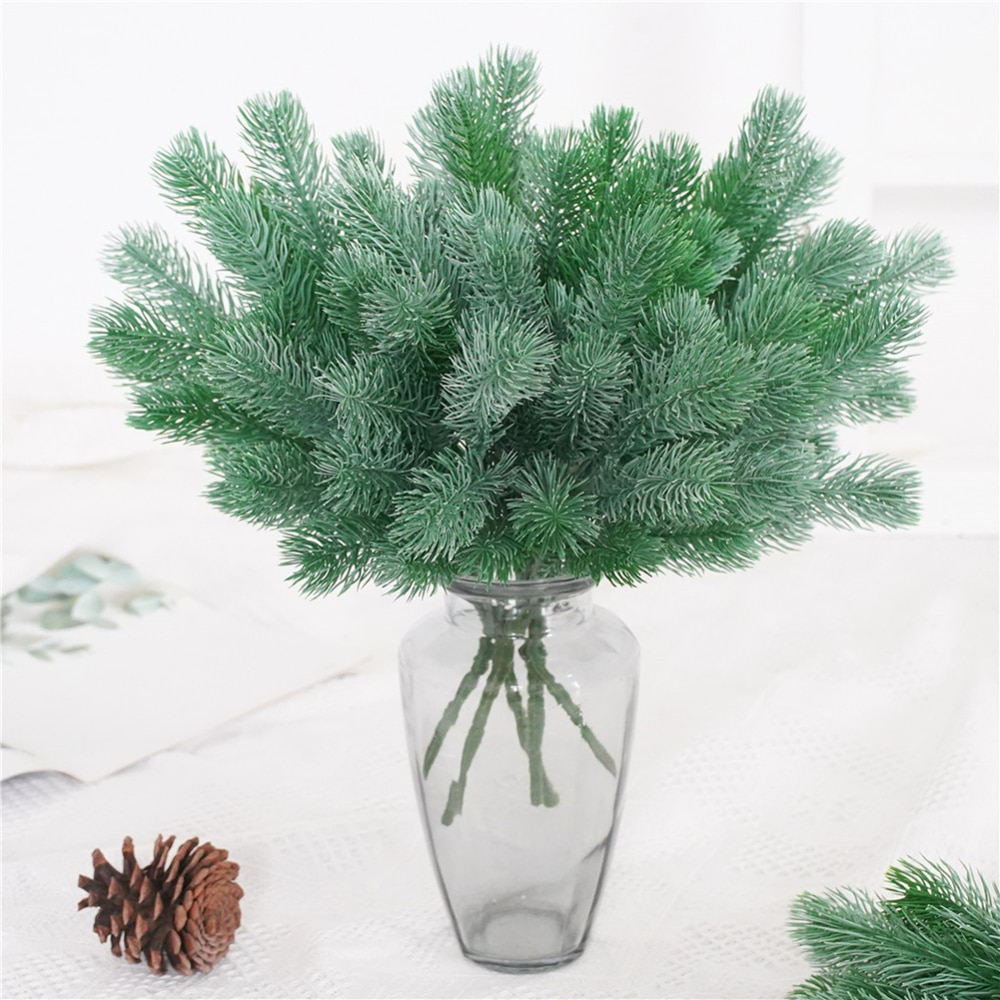 16 vork Kunstplanten Pine Takken kerstboom Bruiloft Decoraties DIY Handwerk Accessoires Kinderen Boeket