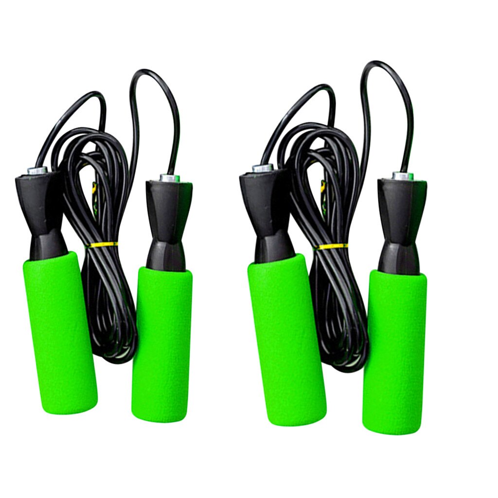 Fast 2PCS Jump Rope-Adjustable Speed Jumping Cable Skipping Rope Ball Comfortable Protect health Leisure sport#4: green