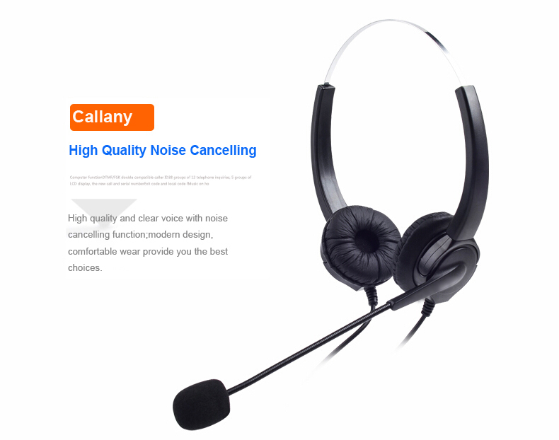 Telefon-headset mit geräuschunterdrückung für callcenter, schnurgebundenes binaurales telefon-headset  rj9 mit mikrofon für schulungen, marketing