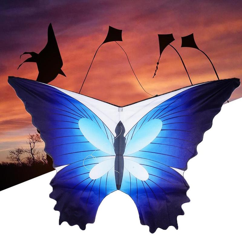 Cometa de mariposa azul + juego al aire libre para padres e hijos, 30m de línea, P7C0