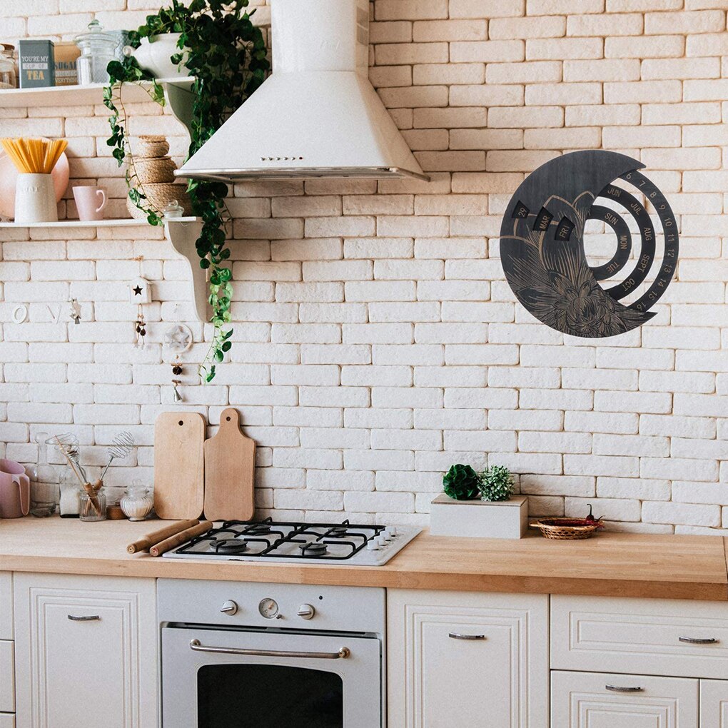 Hanging Perpetual Calendar Wooden Rotatable wall decoration Hand-Carved Adjustable Birthday Reminder Calendar Sign Board