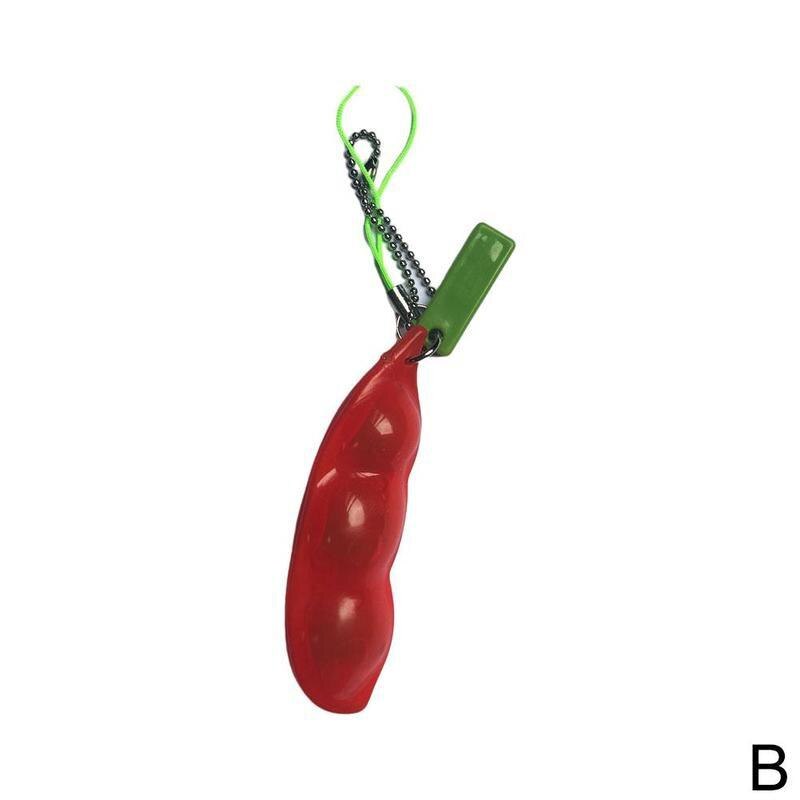 Linzen-erwtenkleur fidget toy antistress knijp edamame stressverlichtend speelgoed sleutelhanger openrits bonen emotie fidget sleutelhanger: B