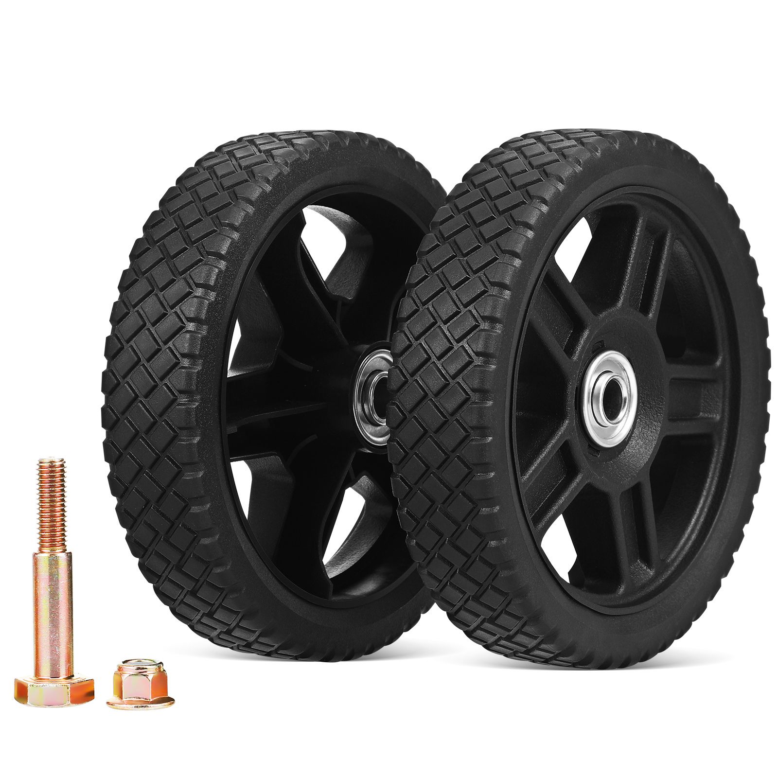 2 Pcs Lawn Mower Wheels 7 Inch Universal Replacement Parts for Push Mowers Plastic Wheelbarrow Wheel Sturdy PVC Material