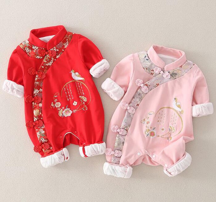 Chinese stijl meisjes jumpsuit katoenen klimkleding dikke kleding