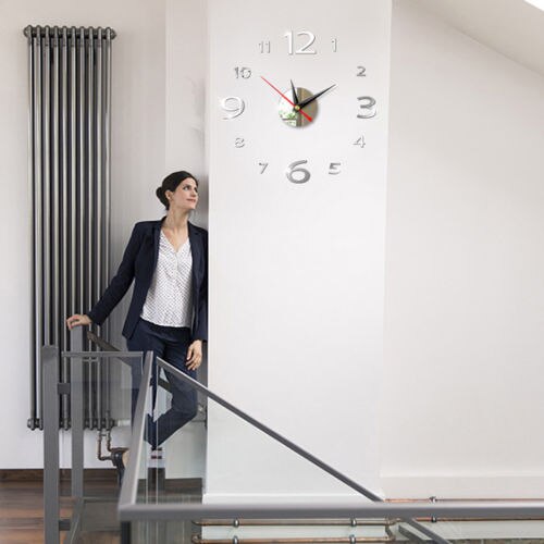 Modern Large 3D Mirror Surface Wall Clock 3D Wall Sticker Home Office Room DIY Wall Decor Home Decor Accessories