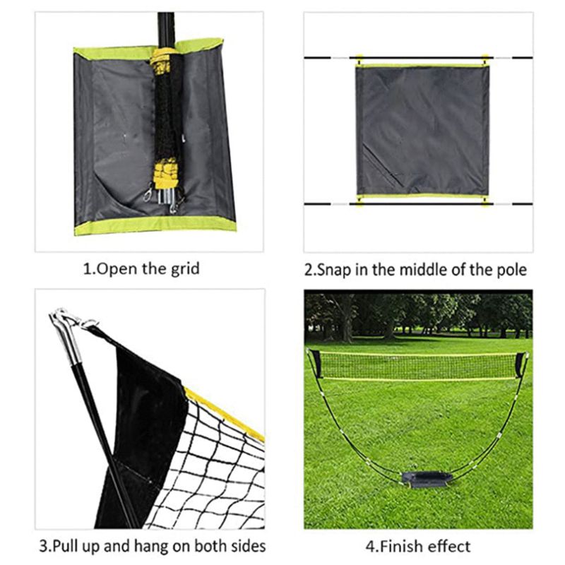 Portable Badminton Net with Stand Carry Bag, Folding Volleyball Tennis Badminton Net – Easy Setup for for Outdoor/Indoor