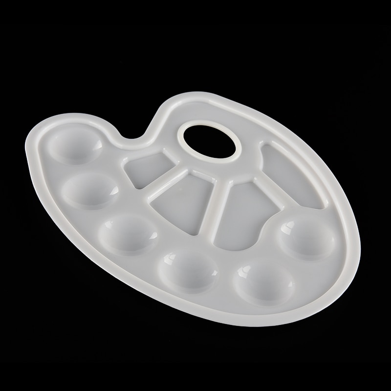1PC Art Paint Plastic Drawing Tray Color Palette For Oil Watercolour White Painting Pallet 10 Wells With Thumb Hole