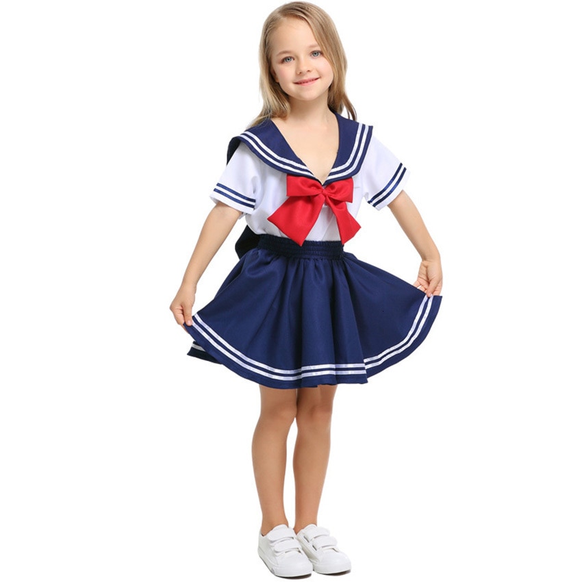 Sømand skoleuniform japansk skolepige nederdel baby pige dreng cheerleader fancy tøj hold bære koreansk børn kostume