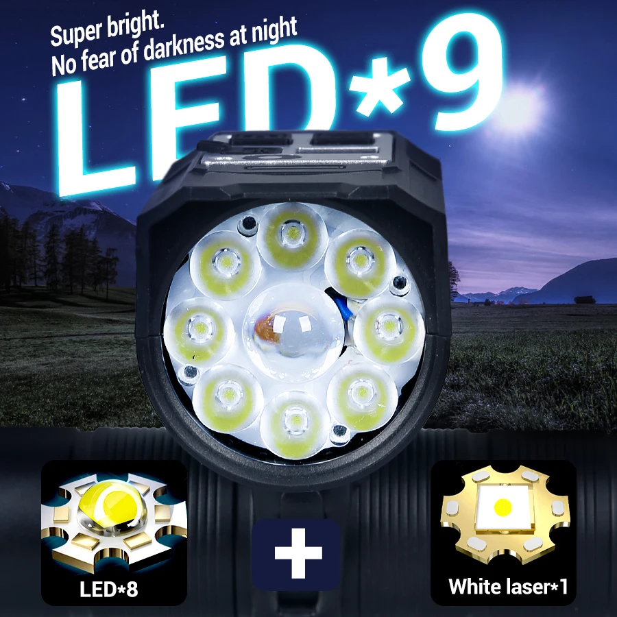 Helder Fietslicht 9 LED Front USB Oplaadbare MTB Mountainbike Lamp 1000LM Fietskoplamp Zaklamp Fietsen Scooter