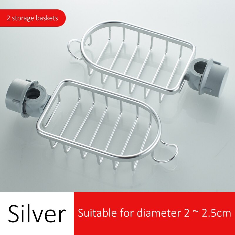 Ellen bad bruser skydestang holder med sæbekurv shampoo holder sort skydestang med håndbruser elm 294: Sølv 2