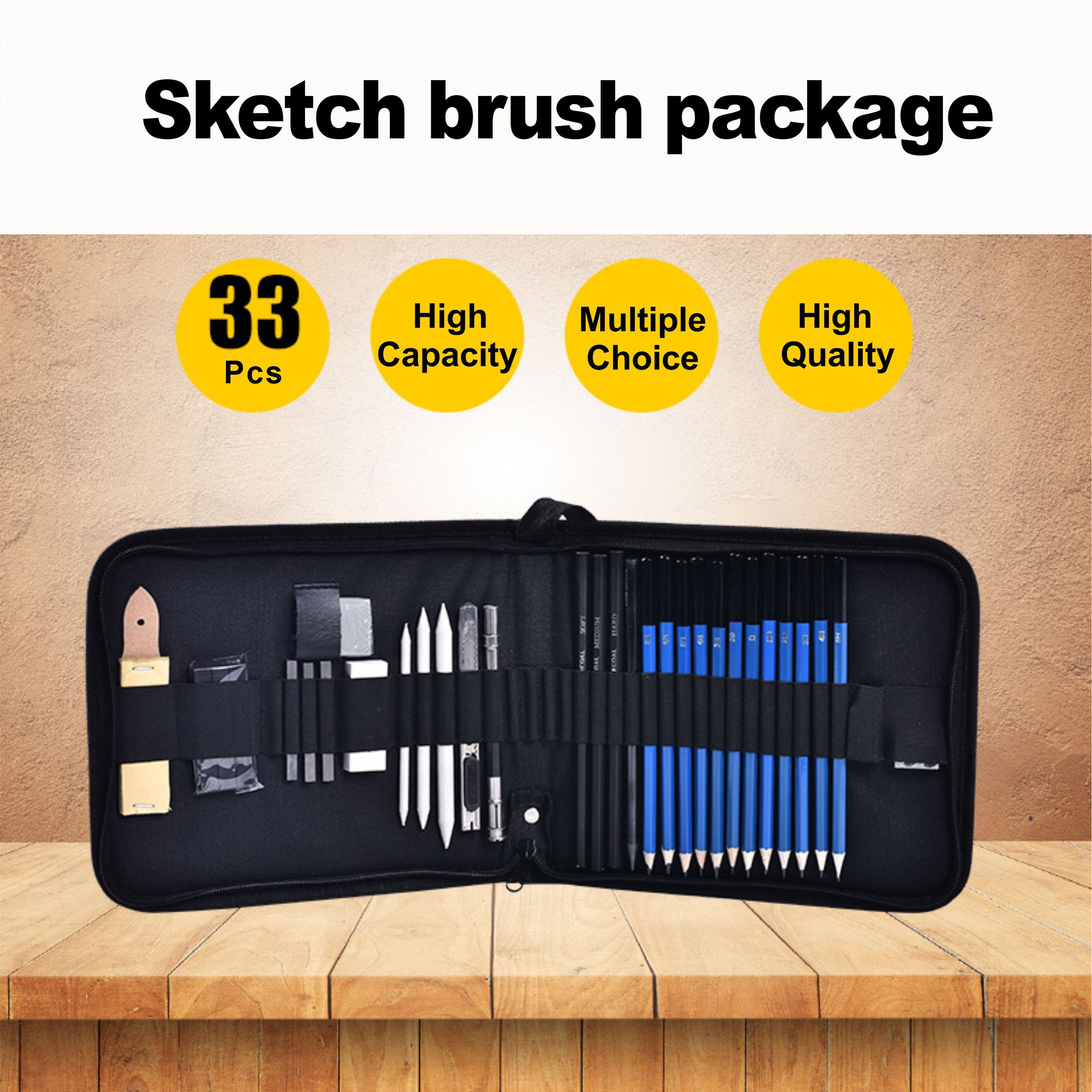 33-piece Sketch Drawing Brush Set Adult Drawing Pencil Eraser Sketch Set