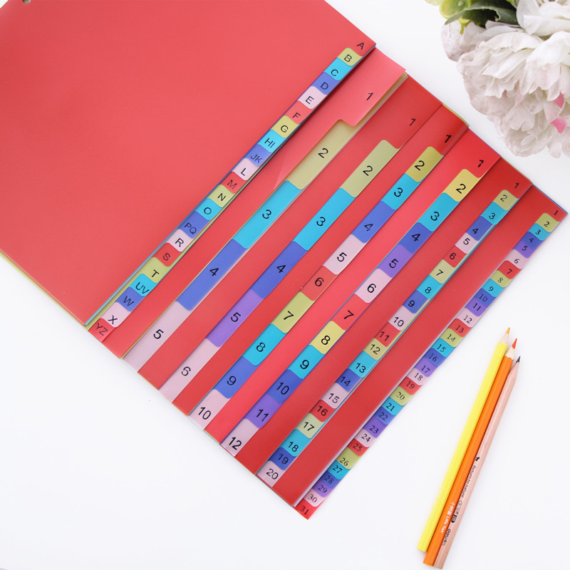 12sheets A4 Colored PP Binder Index Dividers Office School Stationery Accessory Spiral Month Divider Archives Files