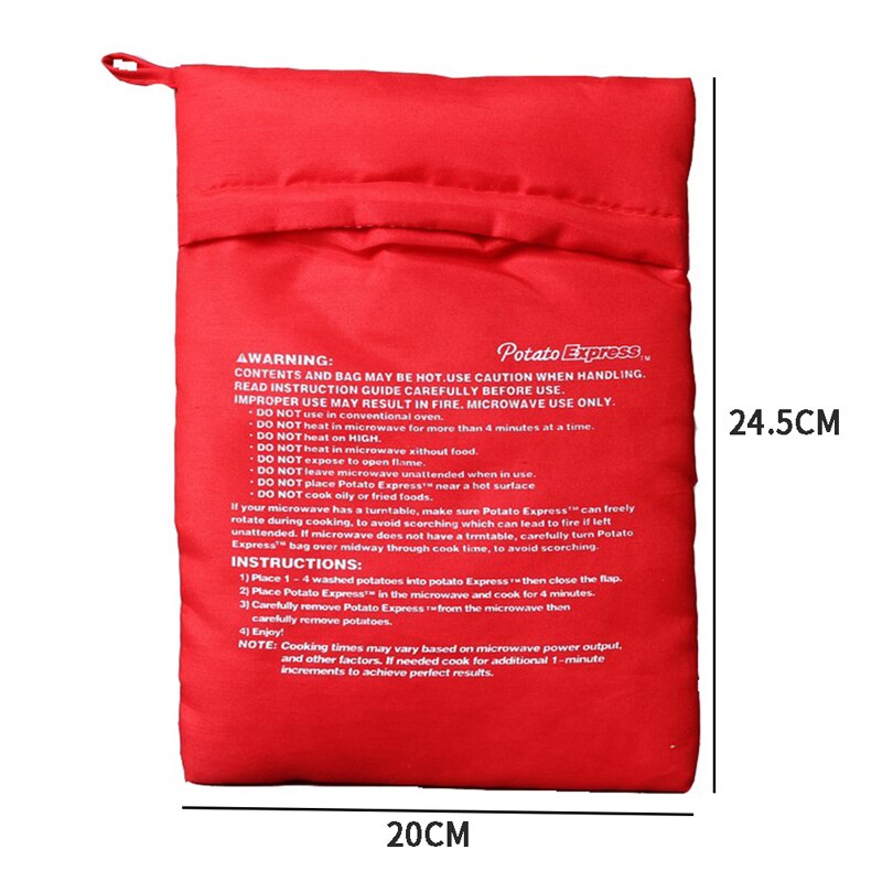 1PC Red Washable Cooker Bag Baked Potato Microwave Cooking Potato Quick Fast (cooks 4 potatoes at once)