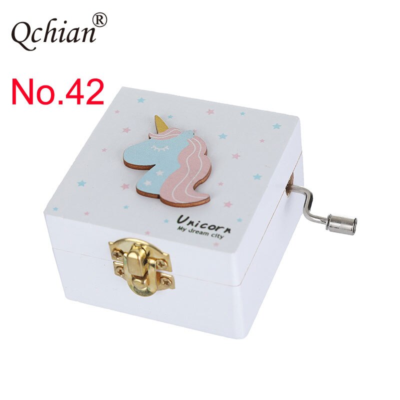 Houten Eenhoorn Muziekdoos Hand-Ed Meisjes Sieraden Musical Box Toygame Doos Speciale Souvenir Voor Baby Kind Baby meisje: K-jinshu-40-42