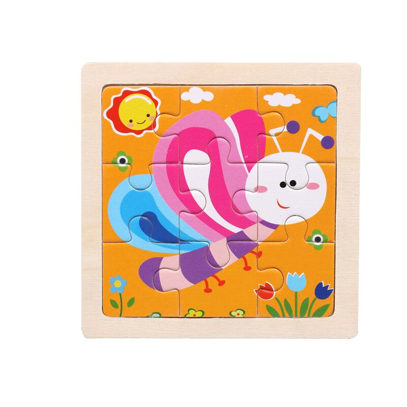 Intelligenza Giocattolo Per Bambini In Legno 3D Jigsaw Puzzle Tangram per I Bambini Del Bambino Del Fumetto Animale/Traffico Puzzle Giocattoli Educativi di Apprendimento: Bee-pink