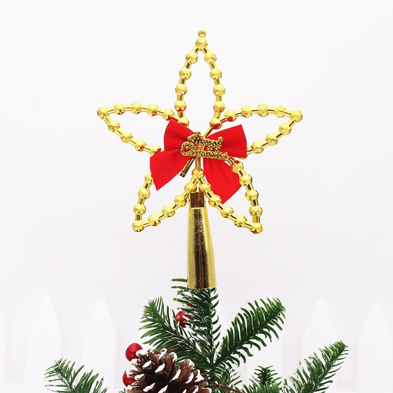 Kerstboom Top Vijfpuntige Ster Hangen Xmas Decoratie Ornament Treetop Topper Kerst Levert Kerstboom Decor: Gold