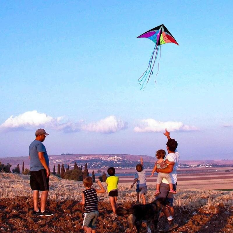 Hand Single Line Triangle Kite 1.5m Large Size Air Stunt Kite Easy To Fly Beautiful Shape Kite With 30m Line for Kids