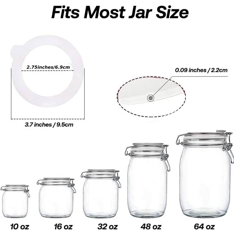 5pcs Silicone Replacement Gasket Airtight Rubber Seals Rings Leak-Proof Canning Seals for Glass Clip Top Jars Storage Containers