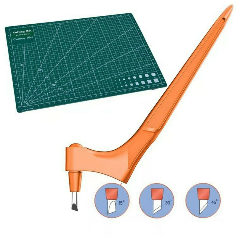 Paper Craft Cutter Cutting Kinfe with Steel Rotating Blade Safety Cutter Paper Knife Engraving Plate Set DIY Art Cutting Tool: orange set