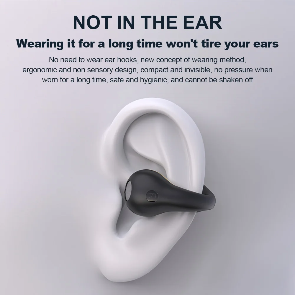 Bluetooth Bone Conduction Earphones Clip Ear Wireless Sport Headset Noise Reduction Earbuds HD Call HIFI Music Headphones