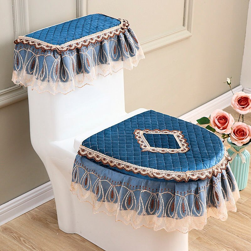 3 Teile/satz Wc Sitz Ring Wc Pad Verdickt Warme Wc Europäischen hoch-Klasse Wc Sitz Abdeckung einstellen: Stil C-Blau