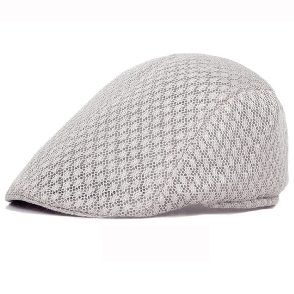 2019 brytyjski styl klasyczny mężczyzna kobiet Mesh berety czapki lato dorywczo jednolity kolor czapki z daszkiem berety kapelusze oddychająca czapka Casquette: Beżowy