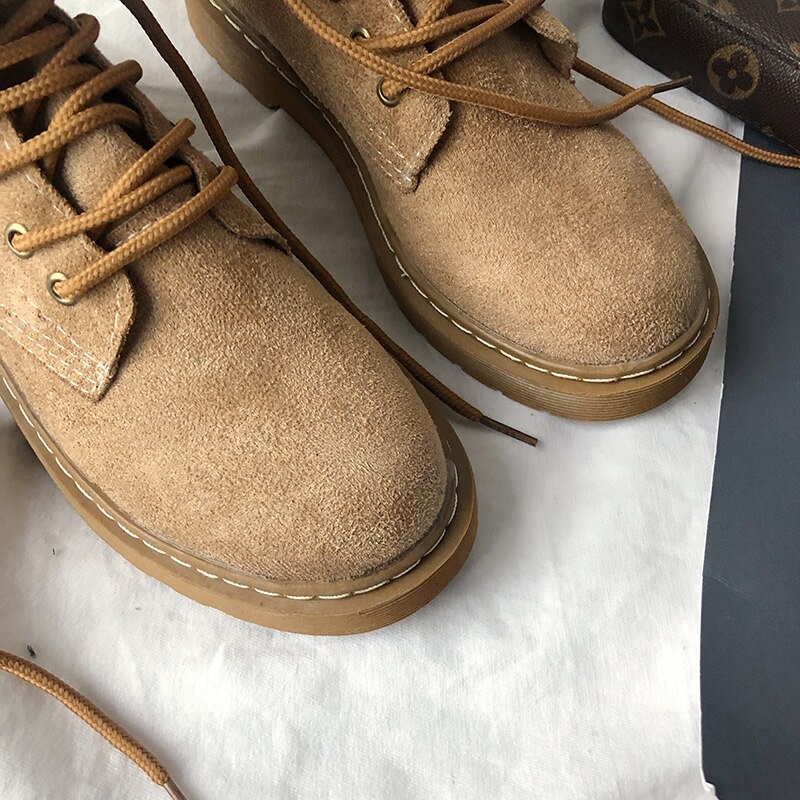 Bottes femmes troupeau cheville Martin botte Style britannique étudiant BF femme tout-match Vintage printemps plat à lacets femmes loisirs à la