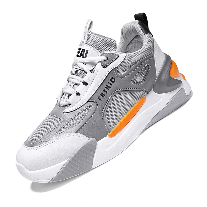 Lette løbesko åndbare mænd sneakers forår udendørs sko mænd behagelige dæmpende mesh fritidssko til par: Grå / 7.5