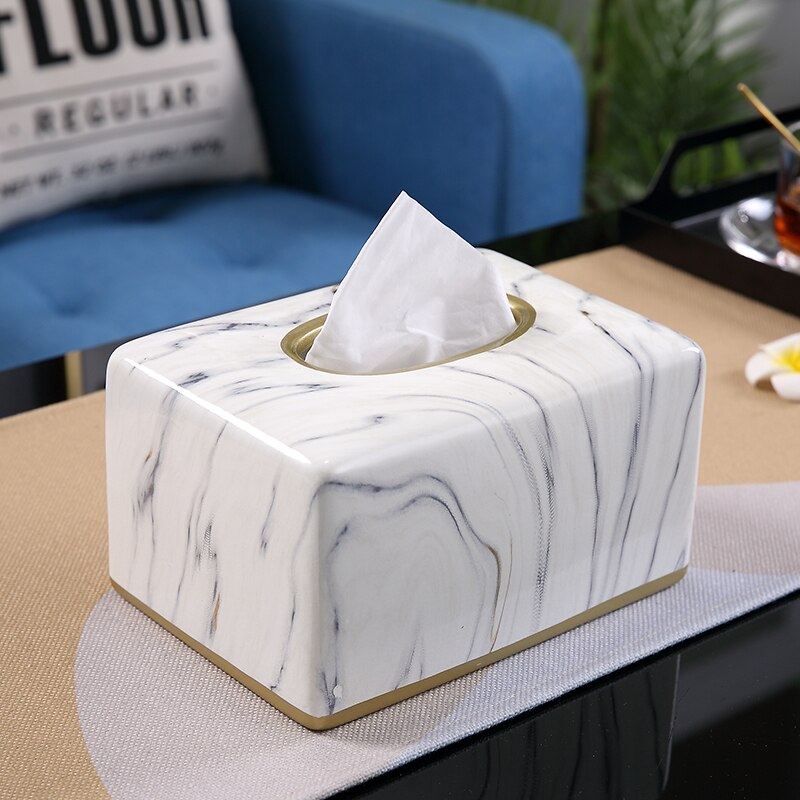 Square Oval Ceramic Tissue Box Desktop Decoration Painted Tissue Storage Box Napkin Holder Paper Towel Tube Storage Organize Box: square a1