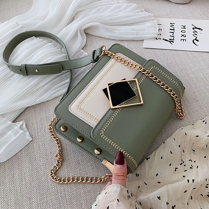Korean style Chain Leather Crossbody Bags For Women Small Shoulder Messenger Bag Special Lock Female Travel Handbags