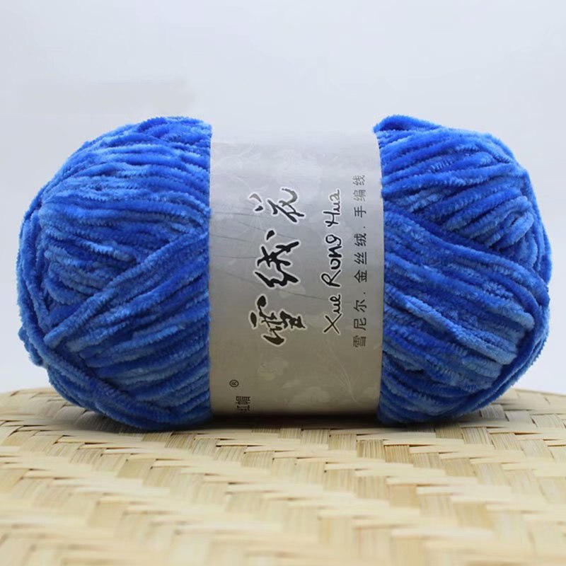 Hilo de terciopelo de chenilla para tejer, lana gruesa y cálida de ganchillo, lana de algodón para bebé, suéter de punto artesanal, 100g por rollo: Azul