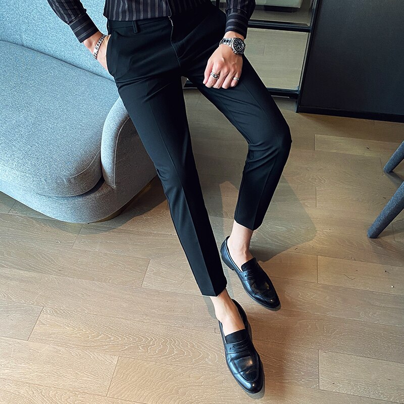 Solid Color Men Suit Pants Autumn Business Dress P... – Grandado