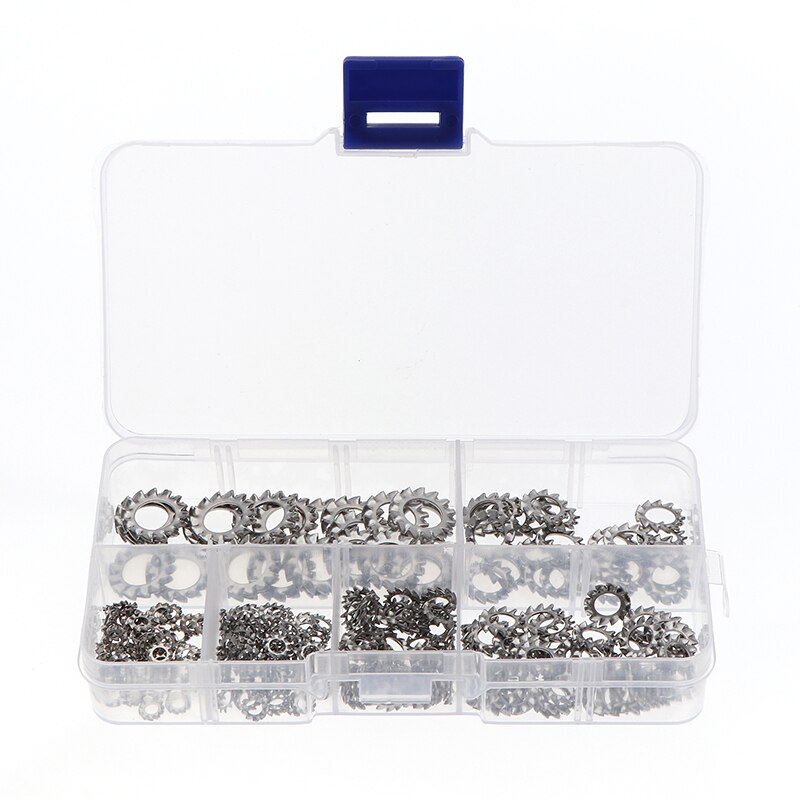 300pcs 304 stainless steel outer serrated lock washer set anti-loosening flat gasket M2.5-M8