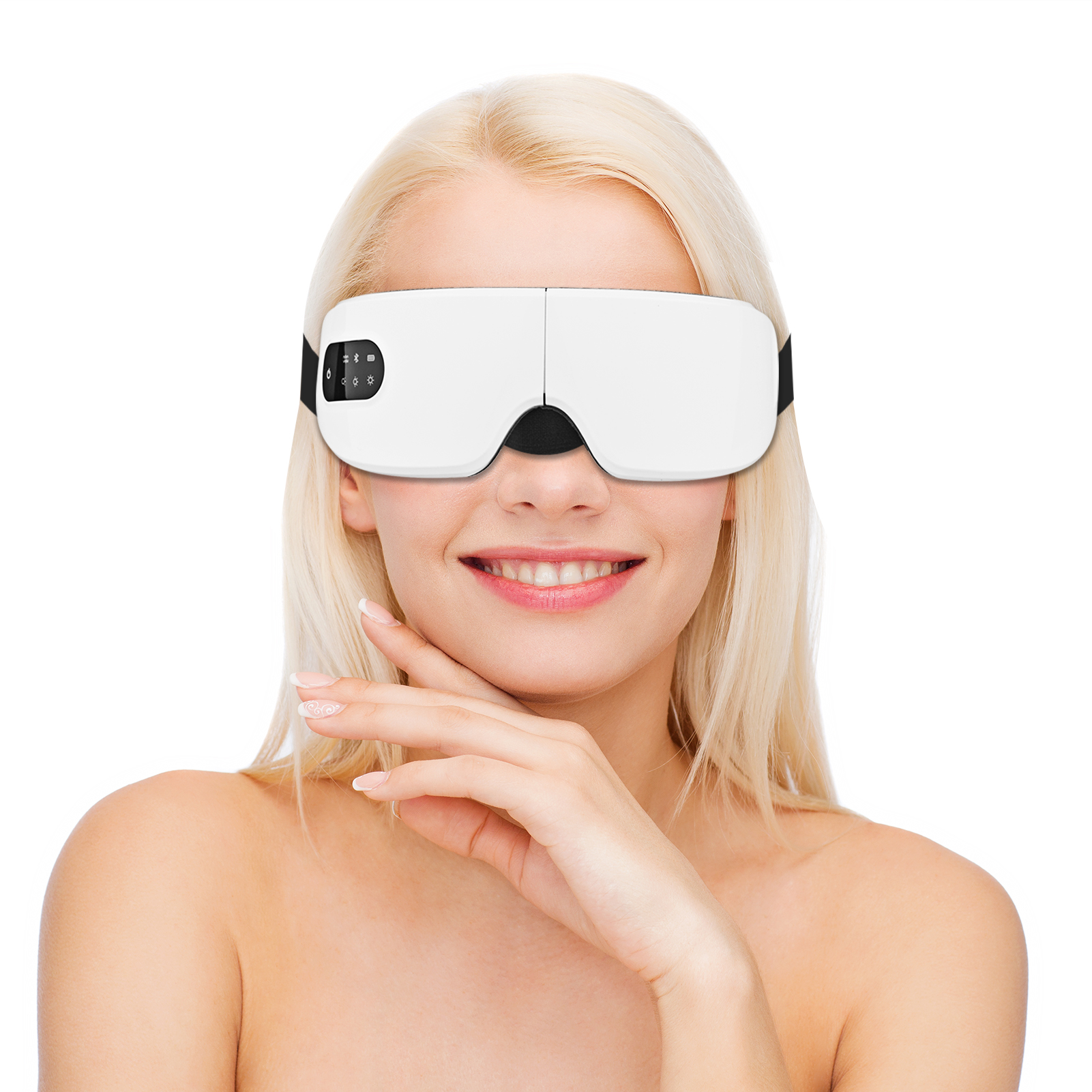 Elektrische Eye Massager Warmte Trillingen Relief Eye Strain Ingebouwde Batterij Verstelbare Elastische Band Bt Muziek Verbinding Massager